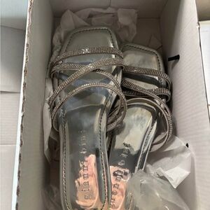 Elegant Silver Rhinestone Strappy Heels